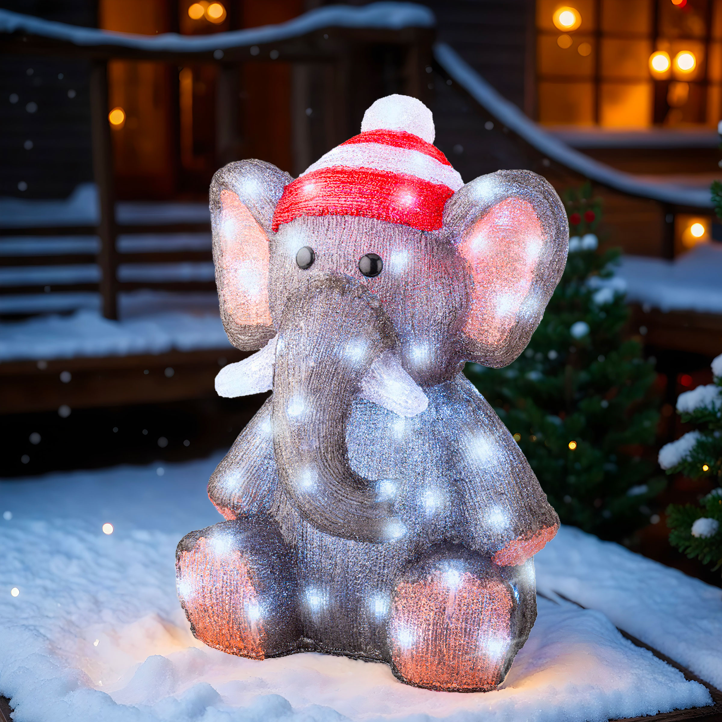 Elefante luminoso 70 LED (H46 cm) Lulu Bianco Freddo