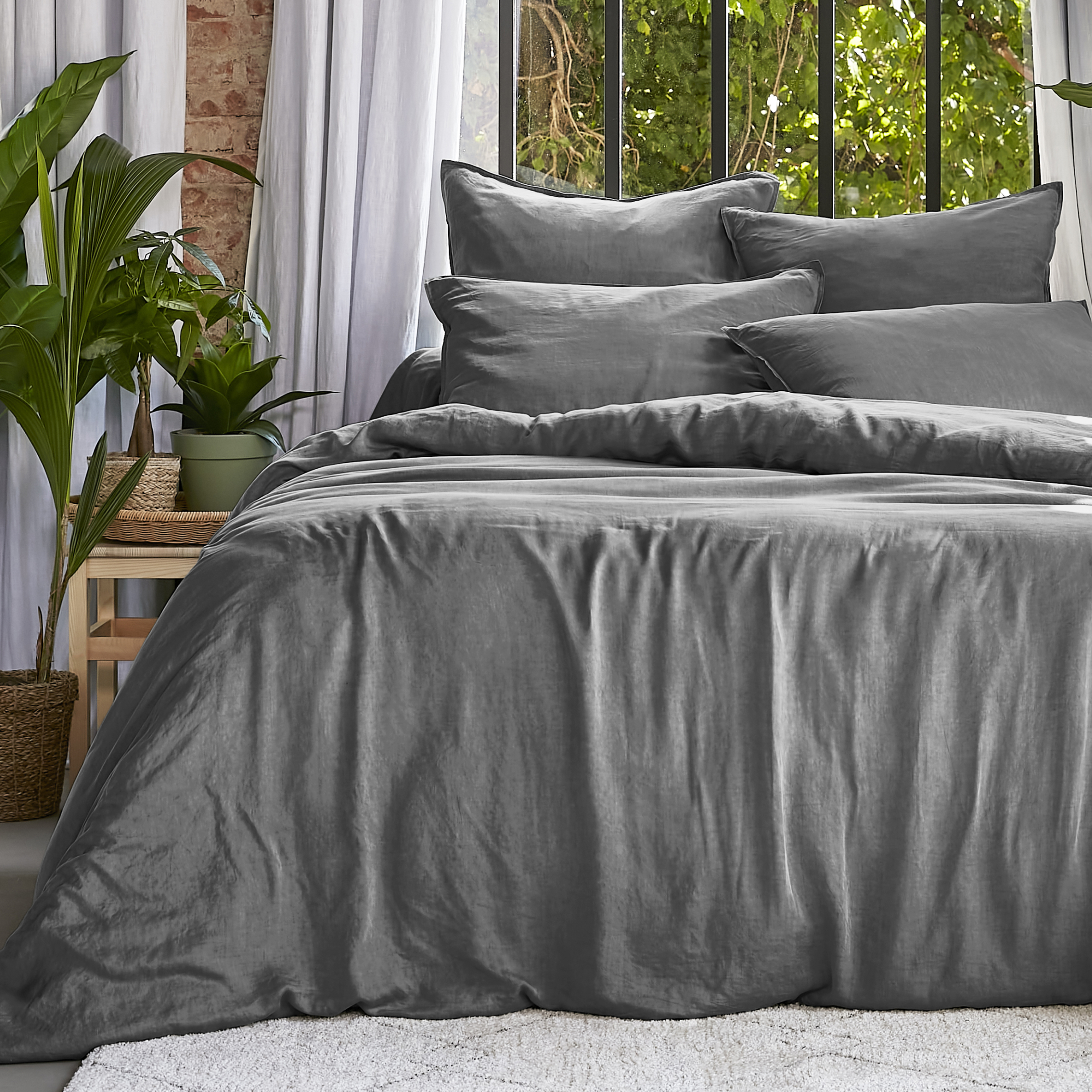 Coprimaterasso in lyocell Tencel™ lavato (260 x 240 cm) Olivia Granito grigio