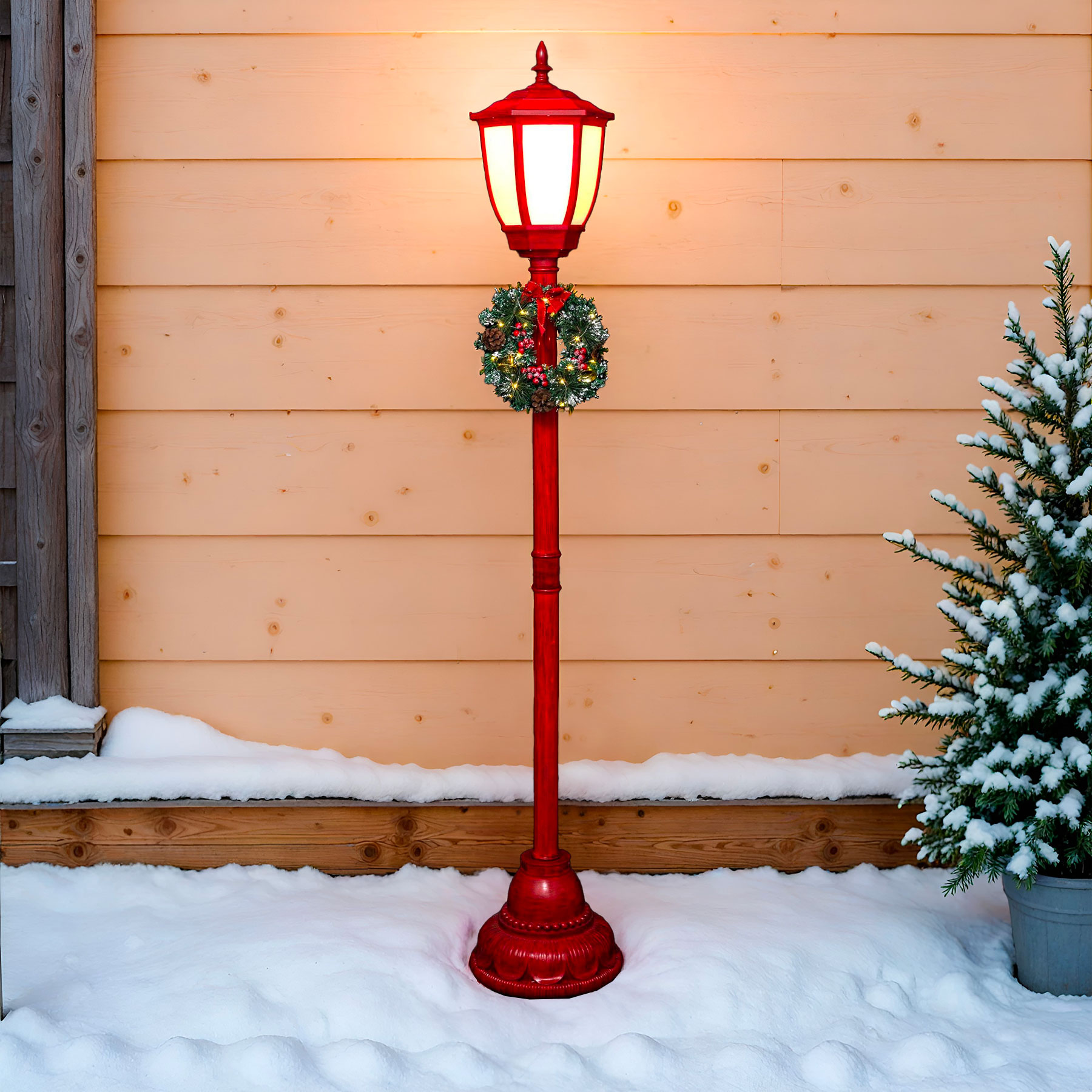 Lampadario illuminato  1 lanterna Rosso/bianco caldo