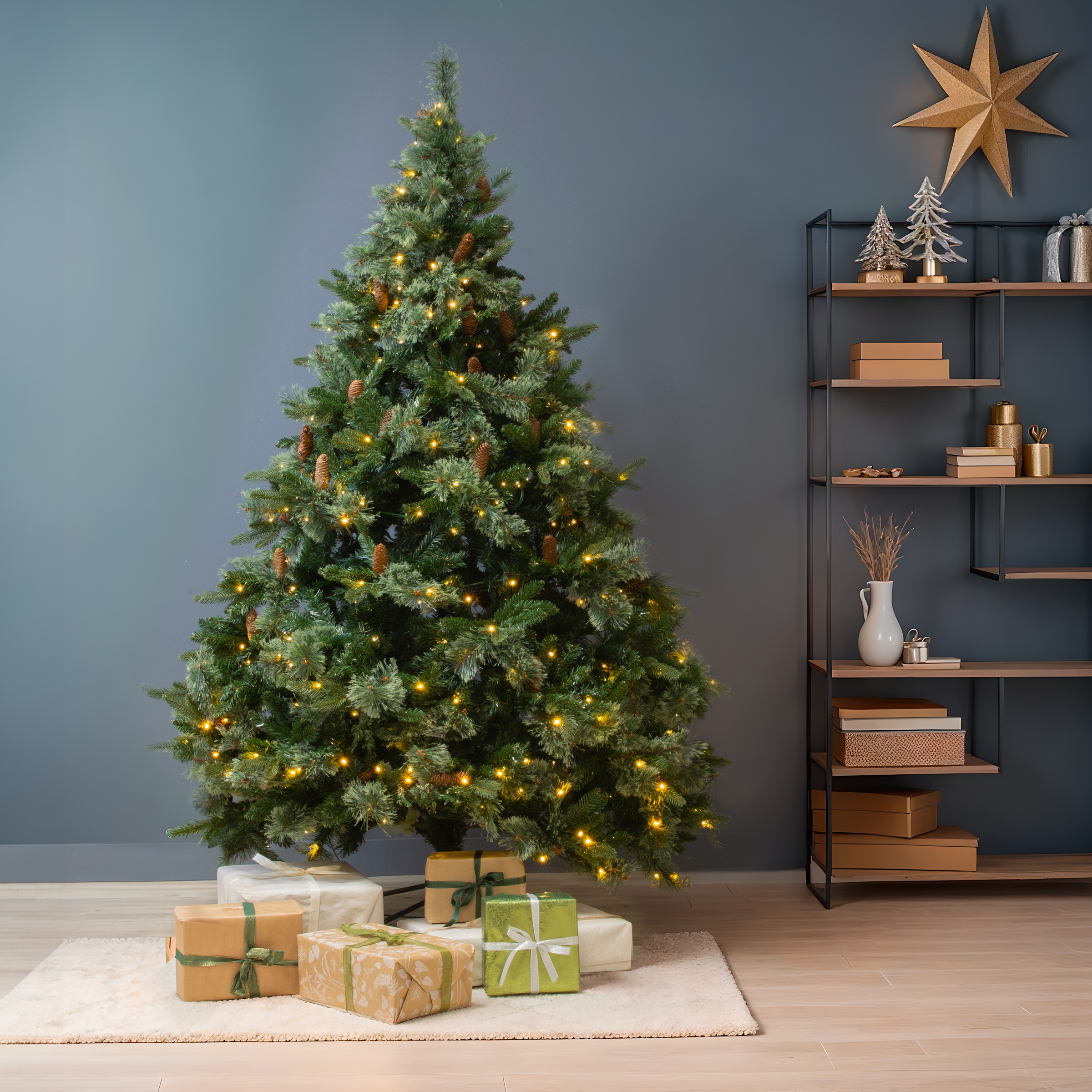 Albero di Natale artificiale luminoso H240 cm Washington Luxe Verde abete