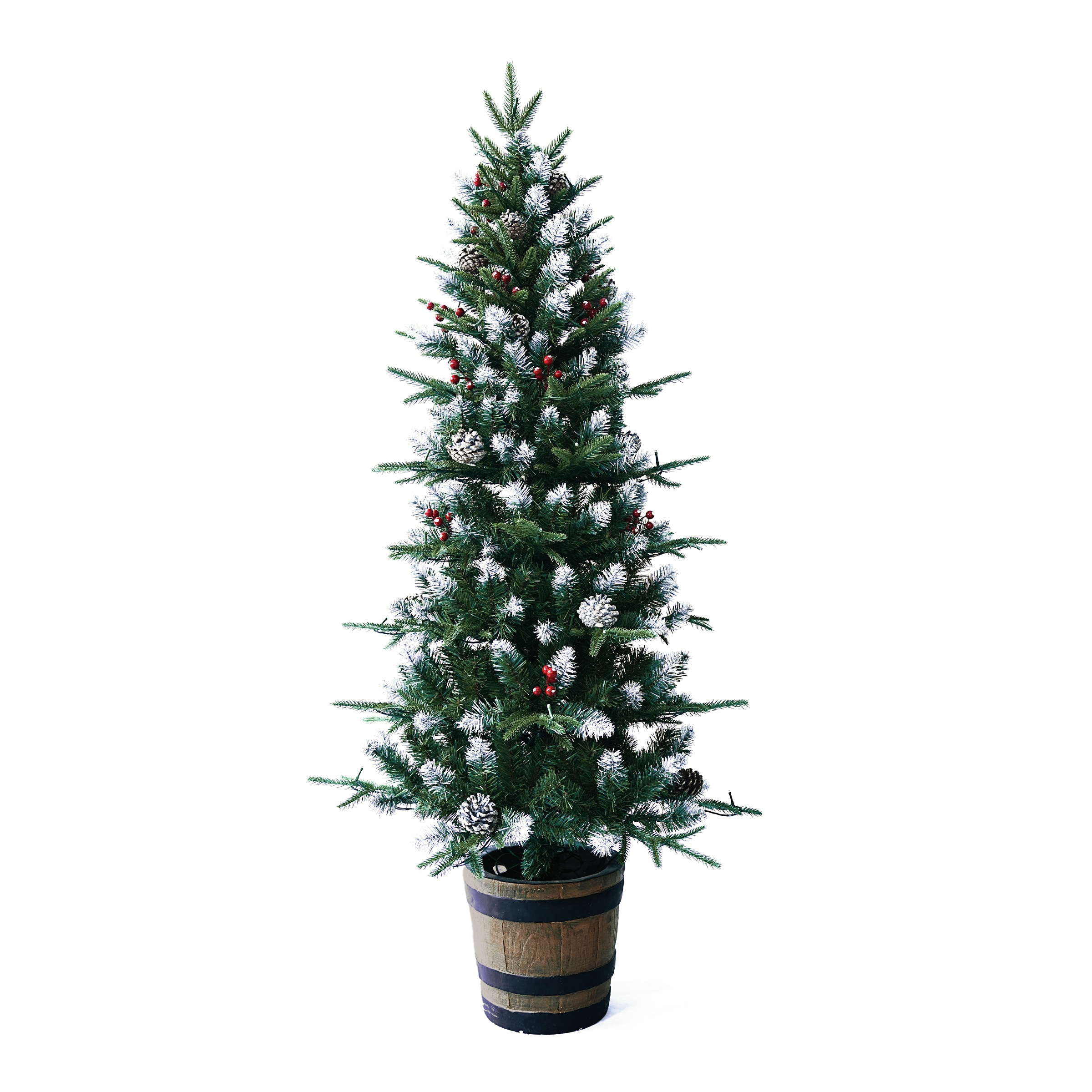 Albero di Natale artificiale illuminato e addobbato H150 cm Tallinn Verde abete