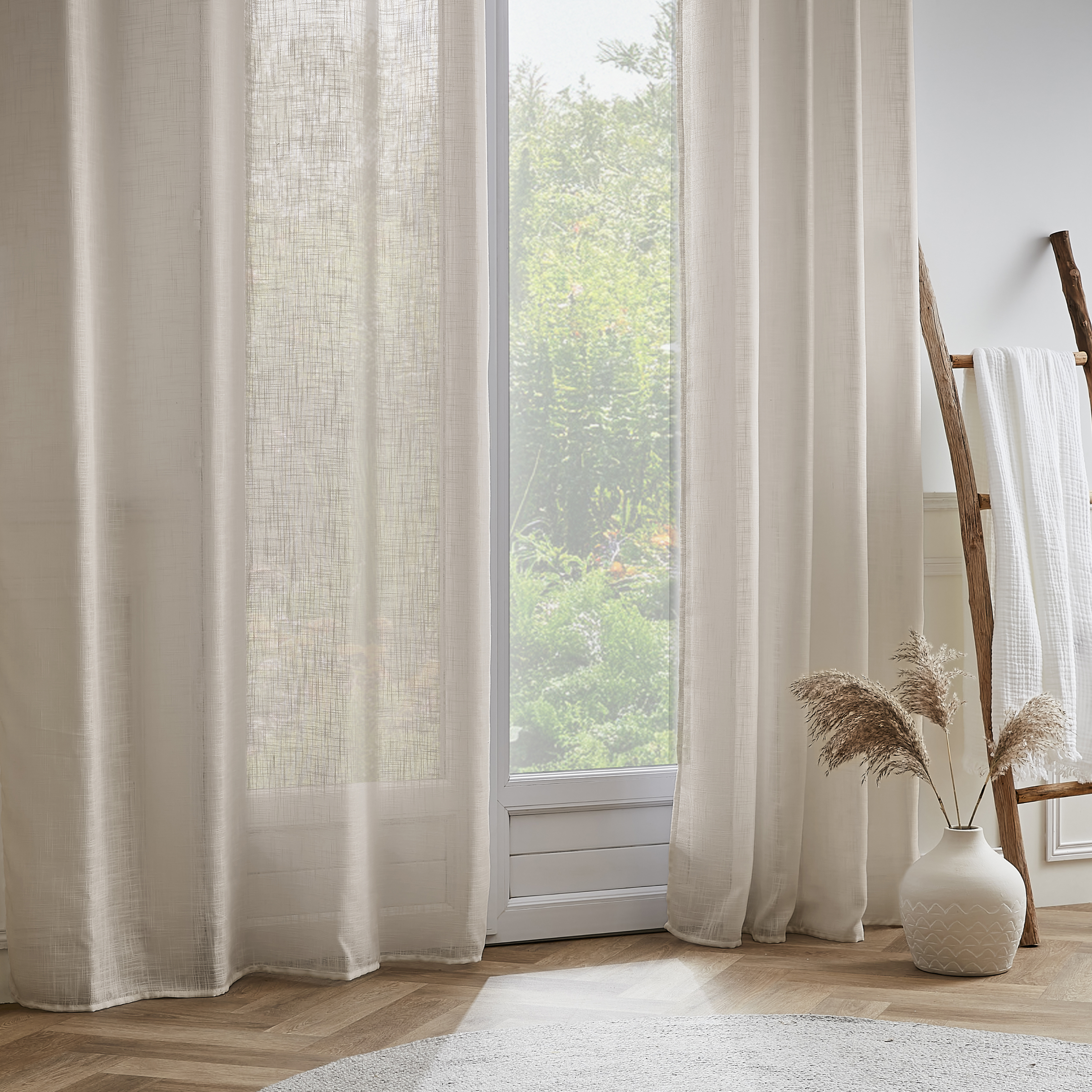 Tenda trasparente con occhielli  effetto lino (140 x 280 cm) Robin Beige