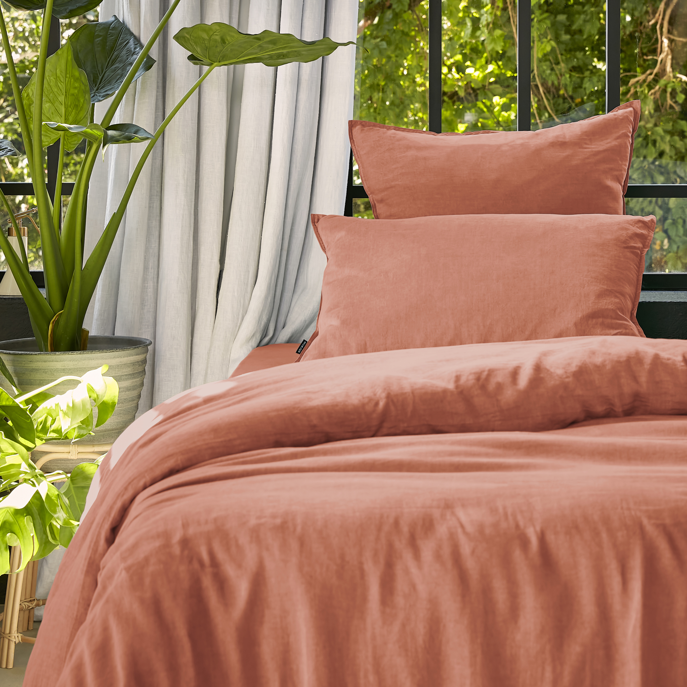 Copripiumino in lyocell Tencel™ lavato (140 x 200 cm) Olivia Terracotta