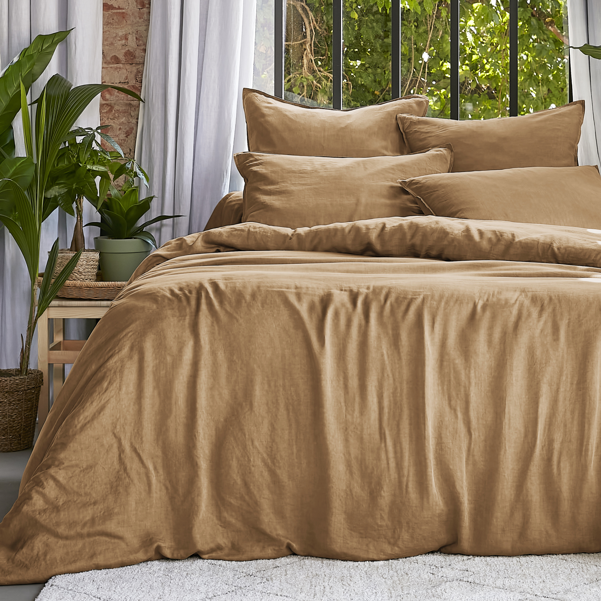 Copripiumino in lyocell Tencel™ lavato (260 x 240 cm) Olivia Camel