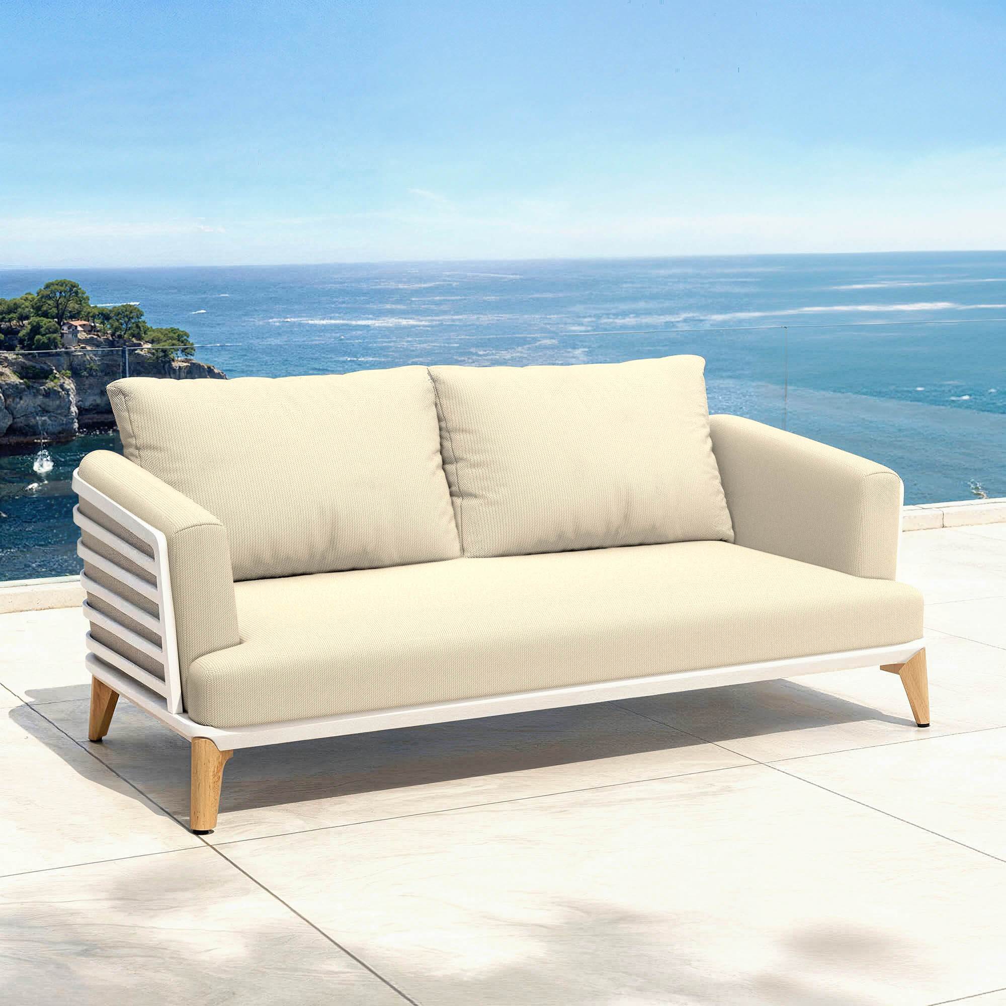 Divano da giardino in alluminio 2 posti Monte Carlo Bianco e beige