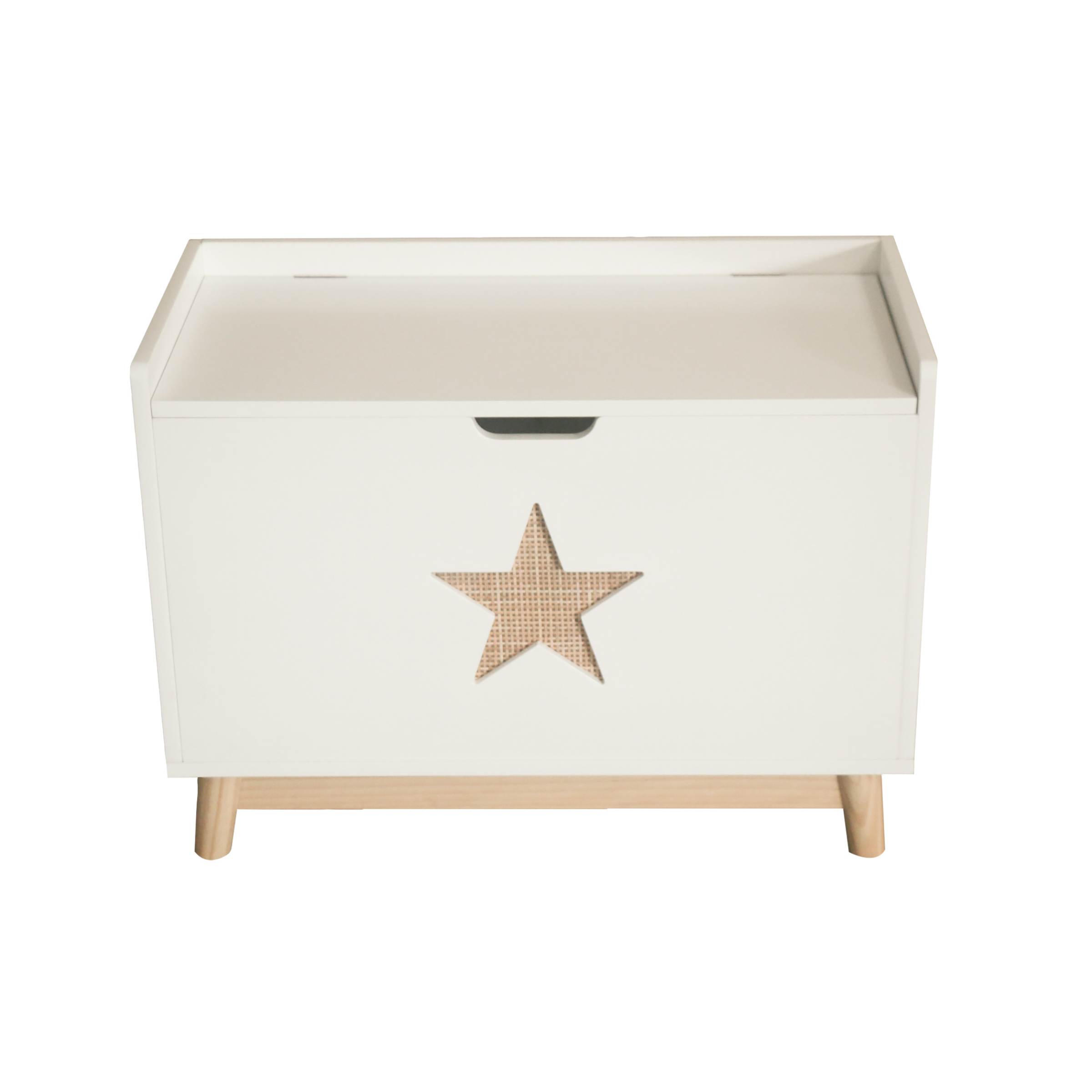 Baule portagiochi bambino legno (H51 cm) Stars Bianco