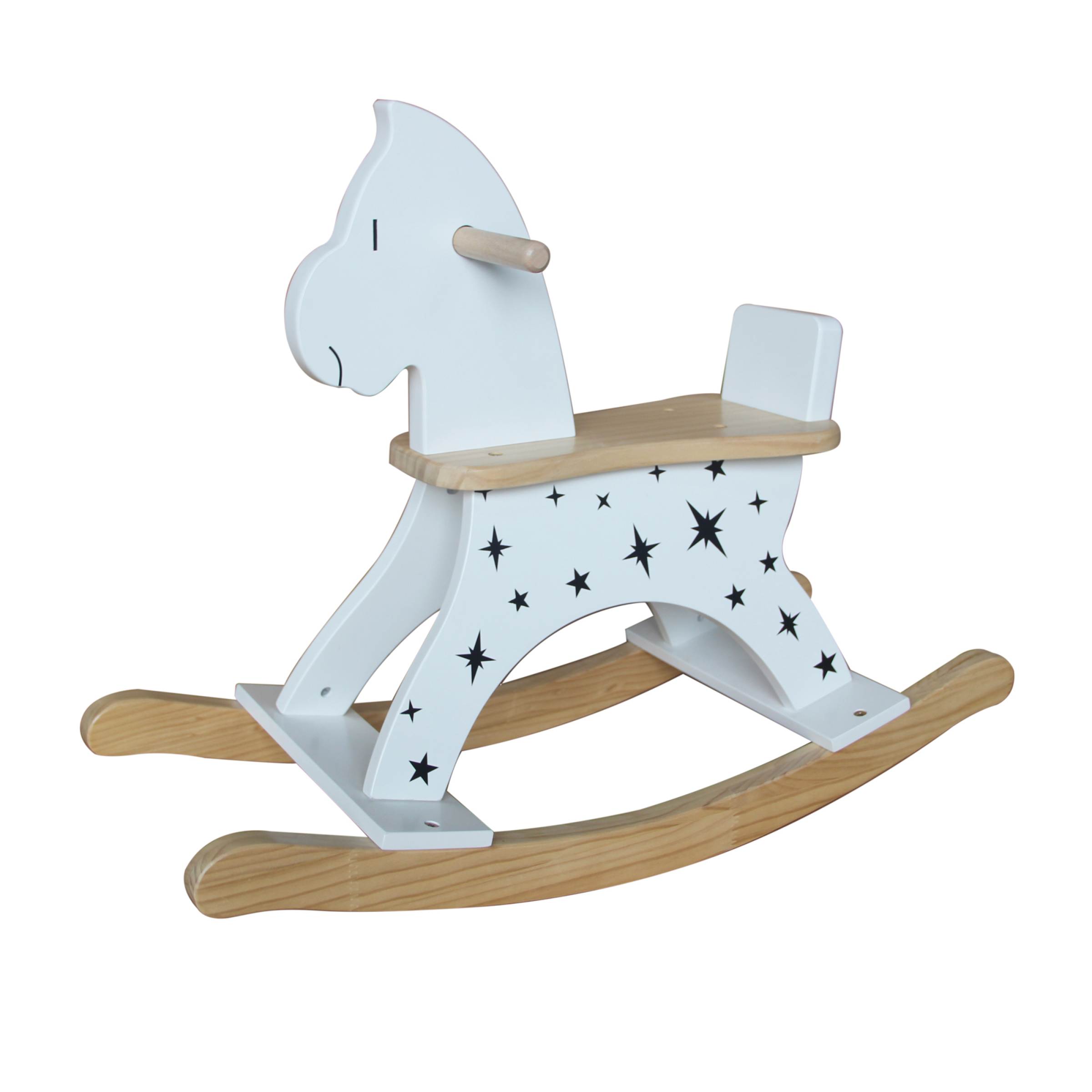 Cavallo a dondolo legno (H53 cm) Stars Bianco