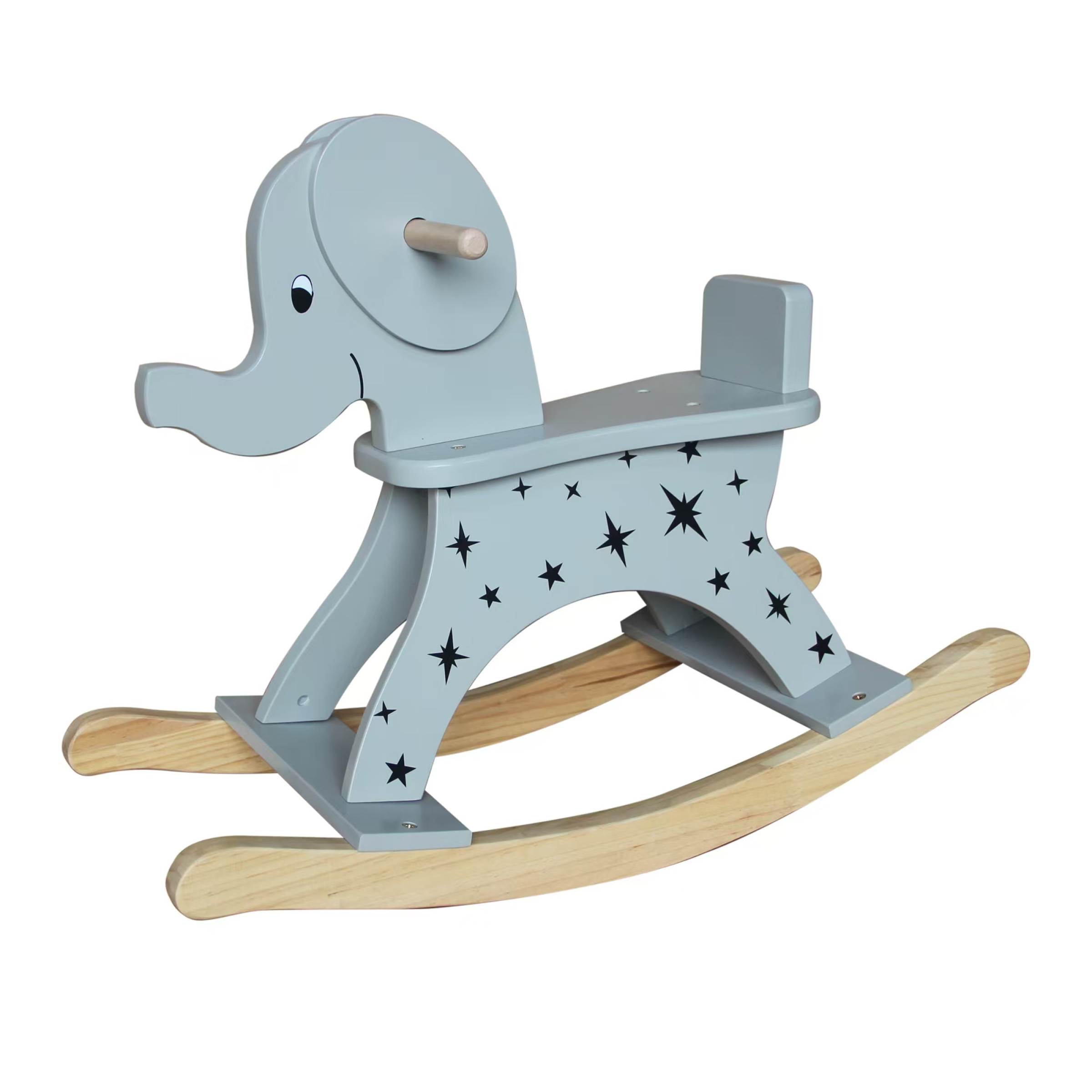 Elefante a dondolo legno (H53 cm) Stars Blu