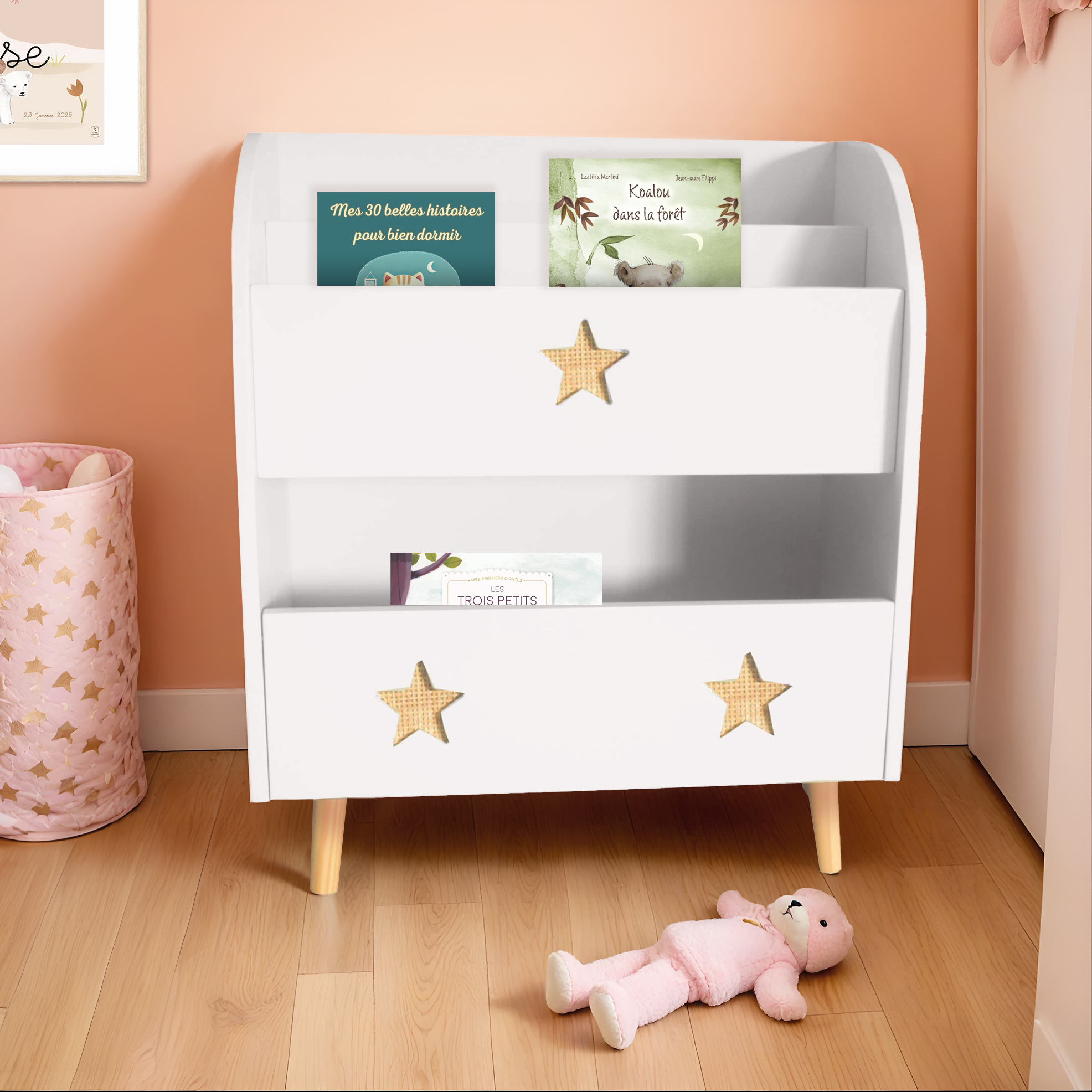 Libreria bambino legno (H72 cm) Stars Bianca