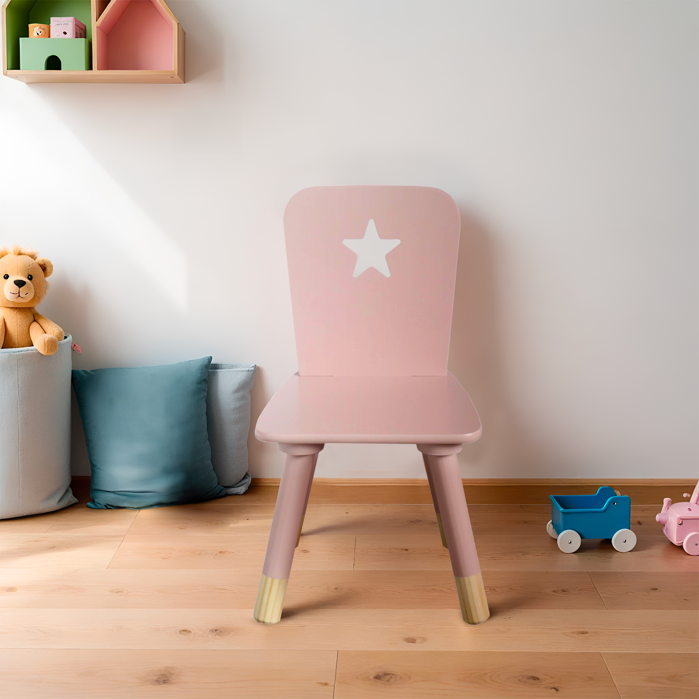 Sedia bambino legno (H50 cm) Stars Rosa