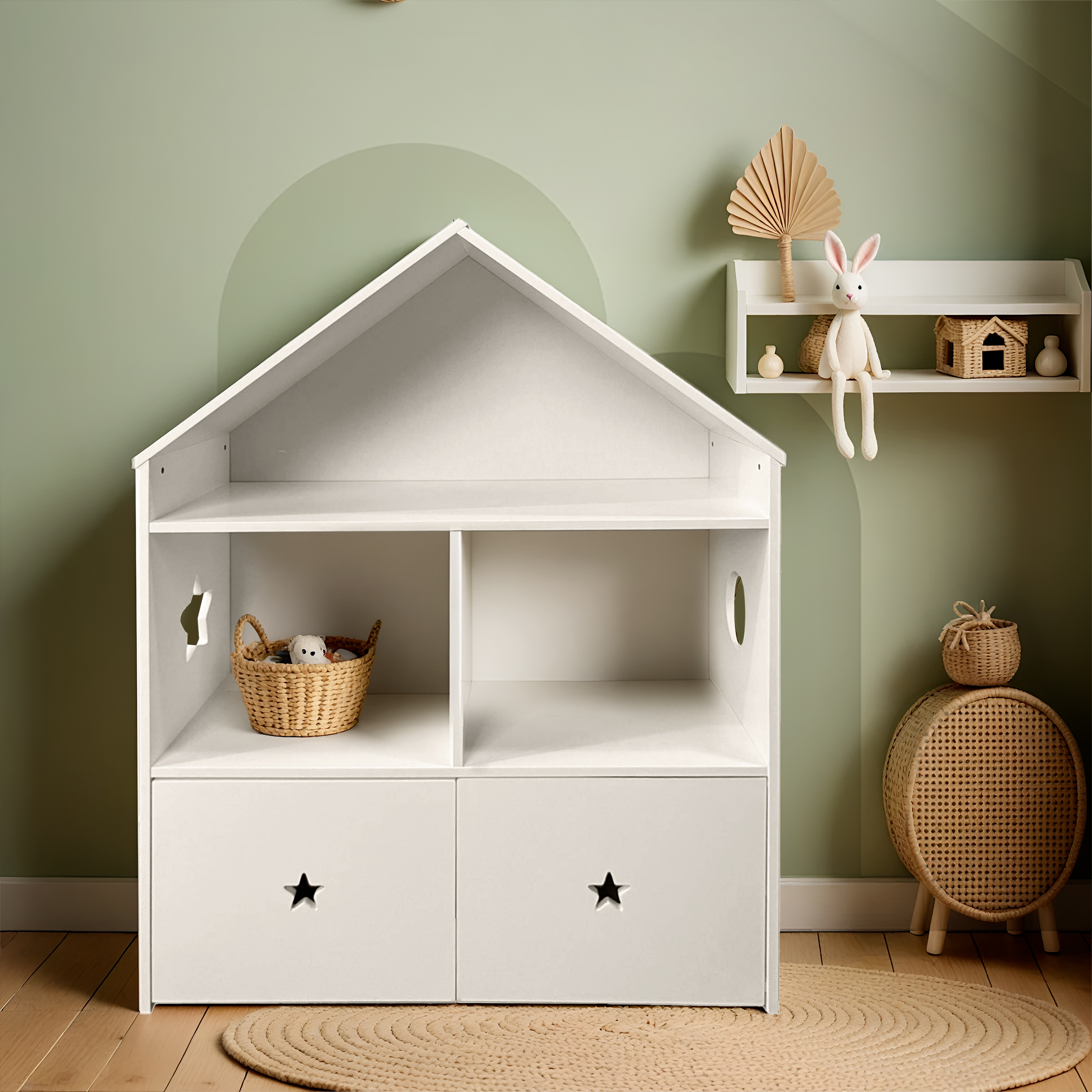 Mobile contenitore  bambino legno 3 livelli (H97 cm) Stars Bianco